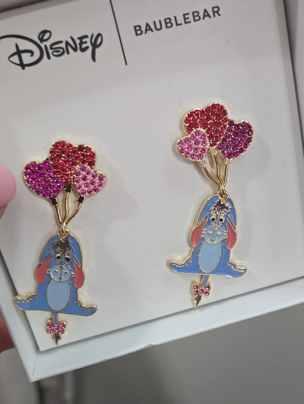 Disney x BaubleBar Eeyore Balloon Drop Earrings - Blue & Pink New - Picture 4 of 4